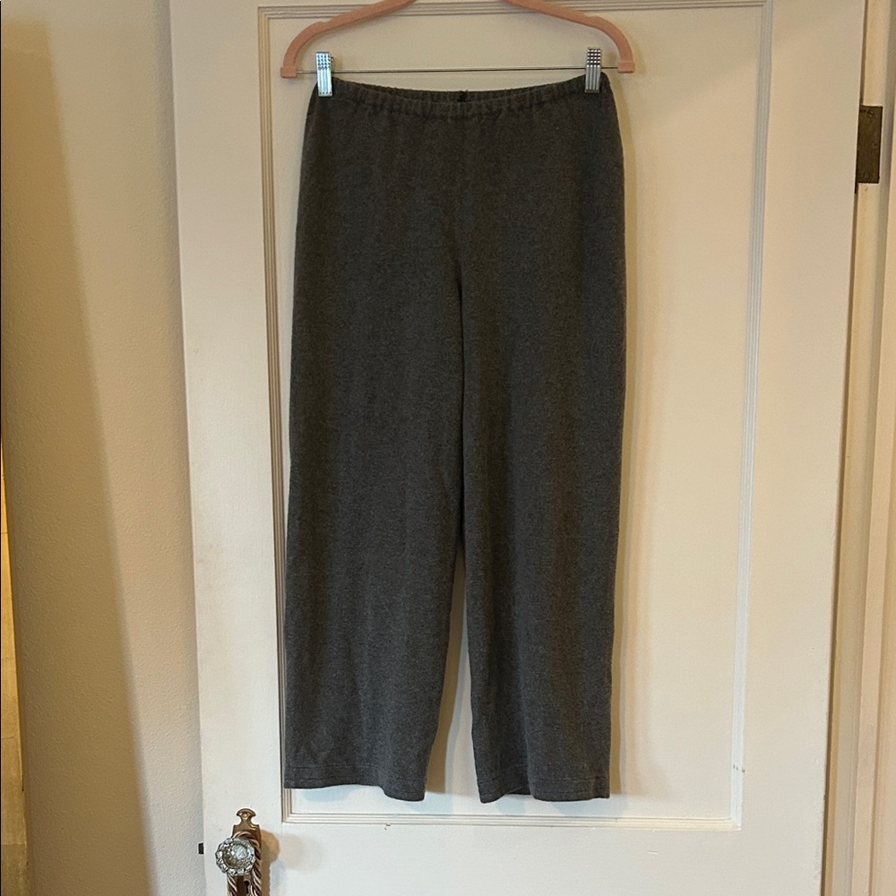 August Silk Gray Wide Leg Pants Silk/Wool Blend